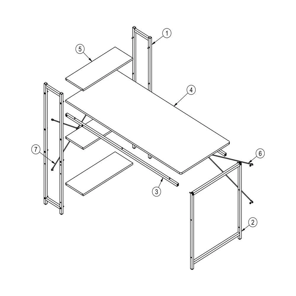 55 in. H Retangular Brown Ebony Computer Desk with a 4-layer Bookshelf by Siavonce 6 55 in. H Retangular Brown Ebony Computer Desk with a 4-layer Bookshelf by Siavonce - Image 5