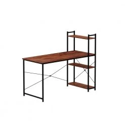 55 in. H Retangular Brown Ebony Computer Desk with a 4-layer Bookshelf by Siavonce