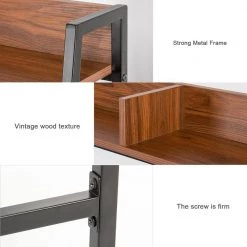 47.2 in. Brown Retangular Computer Desk with Hutch and Bookshelf by Siavonce 11 47.2 in. Brown Retangular Computer Desk with Hutch and Bookshelf by Siavonce -OS Home Sales Shop brown siavonce computer desks ly y fx1139 77 1000