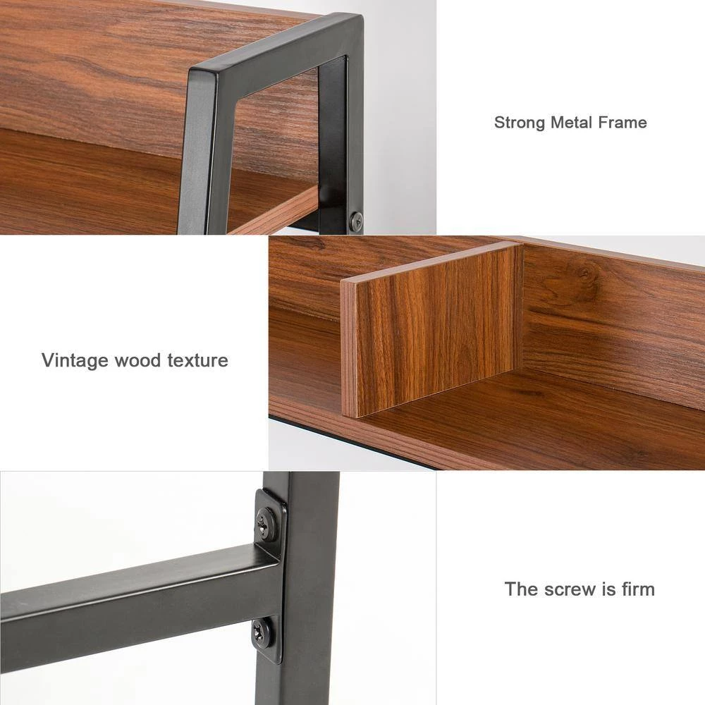 47.2 in. Brown Retangular Computer Desk with Hutch and Bookshelf by Siavonce 5 47.2 in. Brown Retangular Computer Desk with Hutch and Bookshelf by Siavonce - Image 3