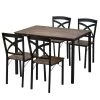 5-Piece rectangle Wood Top Brown Dining Set with Metal Frame and 4-Ergonomic Chairs by Siavonce -OS Home Sales Shop brown siavonce dining room sets t y st000020aad 64 1000