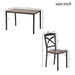 5-Piece rectangle Wood Top Brown Dining Set with Metal Frame and 4-Ergonomic Chairs by Siavonce -OS Home Sales Shop brown siavonce dining room sets t y st000020aad c3 1000