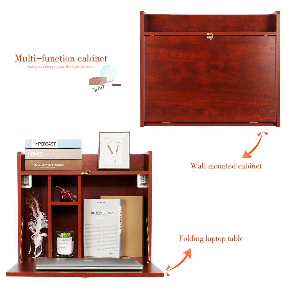 24 in. Brown Retangular Wood Computer Desk with Storage Shelves by Siavonce 6 24 in. Brown Retangular Wood Computer Desk with Storage Shelves by Siavonce - Image 4