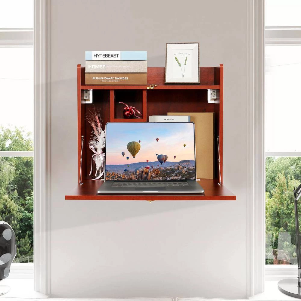 24 in. Brown Retangular Wood Computer Desk with Storage Shelves by Siavonce 9 24 in. Brown Retangular Wood Computer Desk with Storage Shelves by Siavonce - Image 7