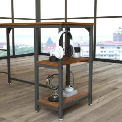 66 in. W L-Shape Brown Manufactured Wood No Drawer Writing Desk With 2-Adjustable Shelves by Siavonce -OS Home Sales Shop brown siavonce writing desks jh 00566bksw 40 1000