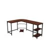 66 in. W L-Shape Brown Manufactured Wood No Drawer Writing Desk With 2-Adjustable Shelves by Siavonce -OS Home Sales Shop brown siavonce writing desks jh 00566bksw 64 1000