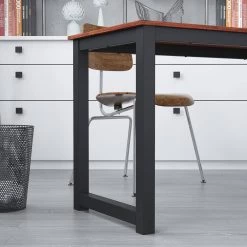 47 in. Rectangular Brown Manufactured Wood Computer Desk with U-shaped legs by Siavonce -OS Home Sales Shop brown siavonce writing desks jh 20147bksw 44 1000