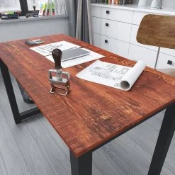 47 in. Rectangular Brown Manufactured Wood Computer Desk with U-shaped legs by Siavonce -OS Home Sales Shop brown siavonce writing desks jh 20147bksw c3 1000