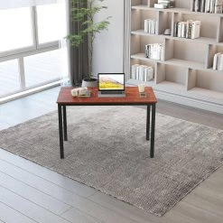 55 in. Rectangular Brown Manufactured Wood Writing Desk with Inverted U-shaped legs by Siavonce 19 55 in. Rectangular Brown Manufactured Wood Writing Desk with Inverted U-shaped legs by Siavonce -OS Home Sales Shop brown siavonce writing desks jh 20255bksw 31 1000