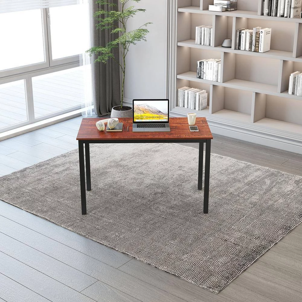 55 in. Rectangular Brown Manufactured Wood Writing Desk with Inverted U-shaped legs by Siavonce 11 55 in. Rectangular Brown Manufactured Wood Writing Desk with Inverted U-shaped legs by Siavonce - Image 9