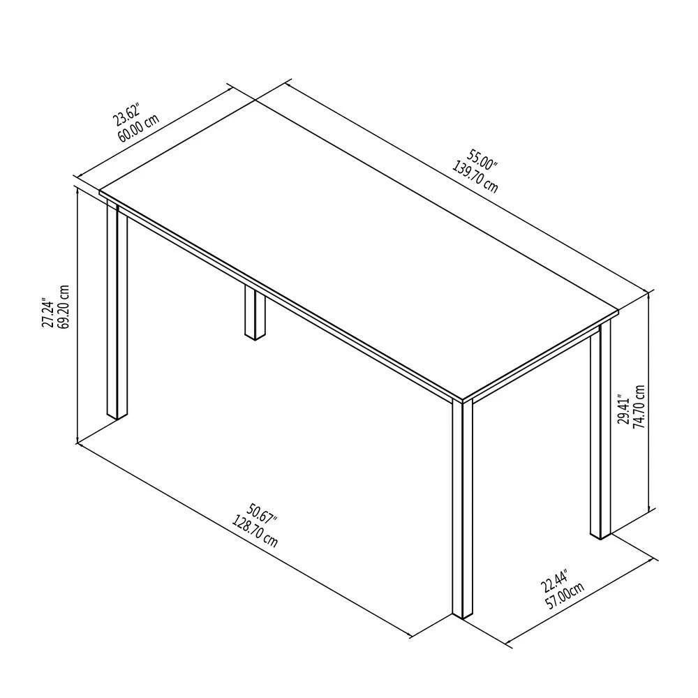 55 in. Rectangular Brown Manufactured Wood Writing Desk with Inverted U-shaped legs by Siavonce 10 55 in. Rectangular Brown Manufactured Wood Writing Desk with Inverted U-shaped legs by Siavonce - Image 8