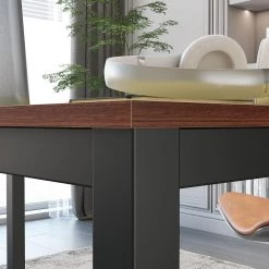 55 in. Rectangular Brown Manufactured Wood Writing Desk with Inverted U-shaped legs by Siavonce 16 55 in. Rectangular Brown Manufactured Wood Writing Desk with Inverted U-shaped legs by Siavonce -OS Home Sales Shop brown siavonce writing desks jh 20255bksw 4f 1000