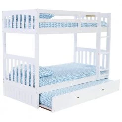 Casual White Series Casual White Twin Size Over Twin Size Bunkbed with Twin Trundle by OS Home and Office Furniture
