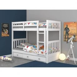 Casual White Mission Painted Twin Over Twin Bunkbed with 3-Drawers by OS Home and Office Furniture -OS Home Sales Shop casual white os home and office furniture bunk beds 0211mk3 22 1f 1000