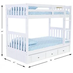 Casual White Mission Painted Twin Over Twin Bunkbed with 3-Drawers by OS Home and Office Furniture -OS Home Sales Shop casual white os home and office furniture bunk beds 0211mk3 22 4f 1000