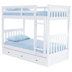Casual White Mission Painted Twin Over Twin Bunkbed with 3-Drawers by OS Home and Office Furniture