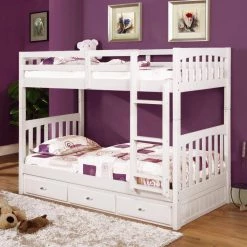 Casual White Mission Painted Twin Over Twin Bunkbed with 3-Drawers by OS Home and Office Furniture -OS Home Sales Shop casual white os home and office furniture bunk beds 0211mk3 22 c3 1000