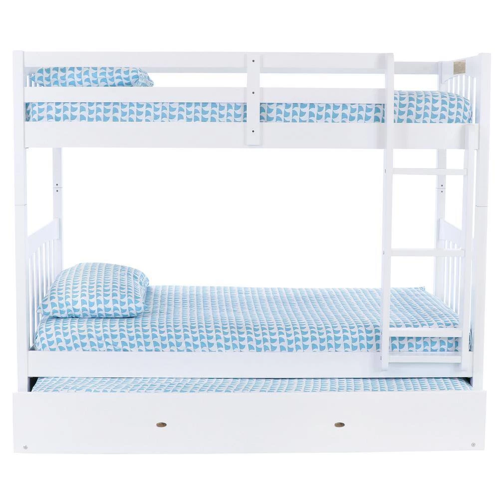 Casual White Mission White Painted Twin Over Twin Bunkbed with Twin Trundle by OS Home and Office Furniture 7 Casual White Mission White Painted Twin Over Twin Bunkbed with Twin Trundle by OS Home and Office Furniture - Image 5