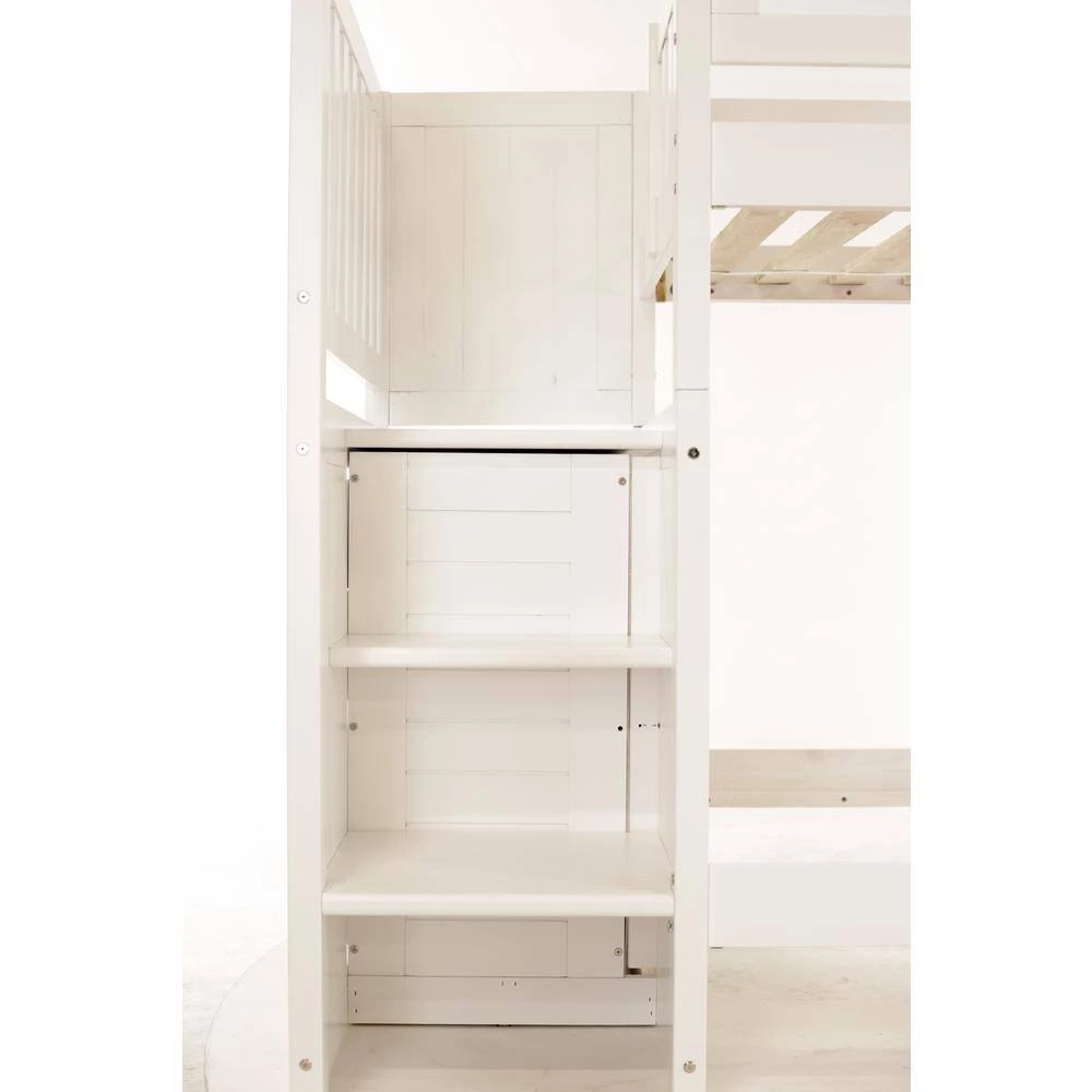 Casual White Series Casual White Twin Size Over Full Size Staircase Bunkbed and 7-Drawers by OS Home and Office Furniture 7 Casual White Series Casual White Twin Size Over Full Size Staircase Bunkbed and 7-Drawers by OS Home and Office Furniture - Image 5