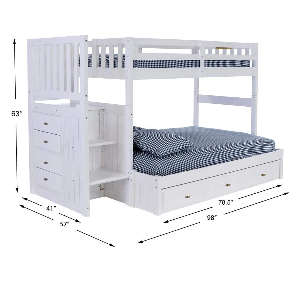 Casual White Series Casual White Twin Size Over Full Size Staircase Bunkbed and 7-Drawers by OS Home and Office Furniture 5 Casual White Series Casual White Twin Size Over Full Size Staircase Bunkbed and 7-Drawers by OS Home and Office Furniture - Image 3