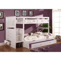 Casual White Series Casual White Twin Size Over Full Size Staircase Bunkbed and 4-Drawers and Trundle Bed by OS Home and Office Furniture 17 Casual White Series Casual White Twin Size Over Full Size Staircase Bunkbed and 4-Drawers and Trundle Bed by OS Home and Office Furniture -OS Home Sales Shop casual white os home and office furniture bunk beds 0214 tf trund 31 1000