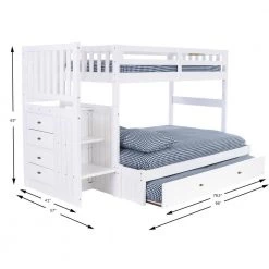 Casual White Series Casual White Twin Size Over Full Size Staircase Bunkbed and 4-Drawers and Trundle Bed by OS Home and Office Furniture 12 Casual White Series Casual White Twin Size Over Full Size Staircase Bunkbed and 4-Drawers and Trundle Bed by OS Home and Office Furniture -OS Home Sales Shop casual white os home and office furniture bunk beds 0214 tf trund 4f 1000