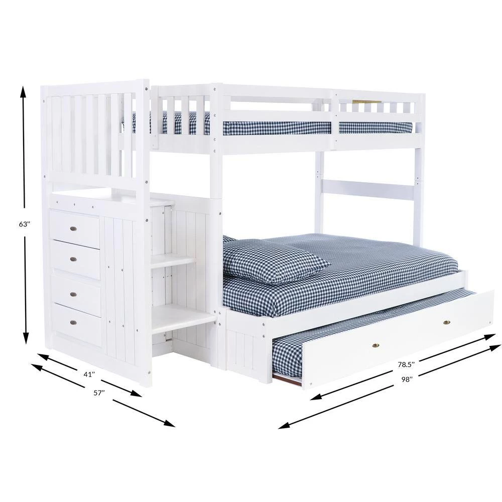 Casual White Series Casual White Twin Size Over Full Size Staircase Bunkbed and 4-Drawers and Trundle Bed by OS Home and Office Furniture 5 Casual White Series Casual White Twin Size Over Full Size Staircase Bunkbed and 4-Drawers and Trundle Bed by OS Home and Office Furniture - Image 3