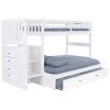 Casual White Series Casual White Twin Size Over Full Size Staircase Bunkbed and 4-Drawers and Trundle Bed by OS Home and Office Furniture