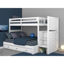 Casual Mission White Painted Twin Over Full Staircase Bunkbed with 3-Drawers by OS Home and Office Furniture 14 Casual Mission White Painted Twin Over Full Staircase Bunkbed with 3-Drawers by OS Home and Office Furniture -OS Home Sales Shop casual white os home and office furniture bunk beds 0217tfk3 22 c3 1000