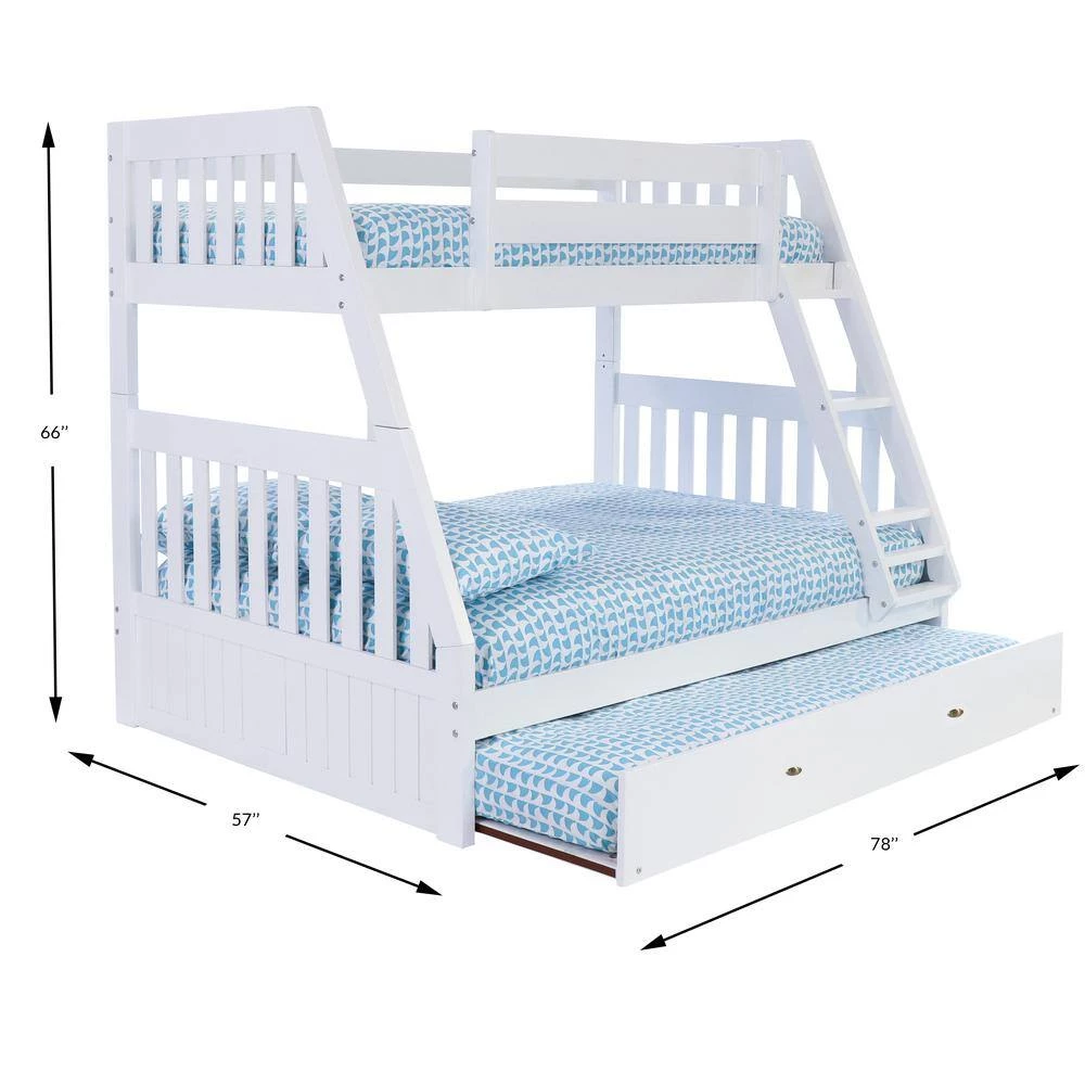 Casual White Series Casual White Twin Size Over Full Size Bunkbed with Trundle Bed by OS Home and Office Furniture 5 Casual White Series Casual White Twin Size Over Full Size Bunkbed with Trundle Bed by OS Home and Office Furniture - Image 3