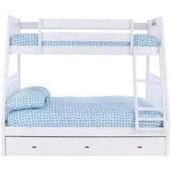 Casual Mission White Painted Twin Over Full Bunkbed with 3-Drawers by OS Home and Office Furniture -OS Home Sales Shop casual white os home and office furniture bunk beds 0219k3 22 1f 1000