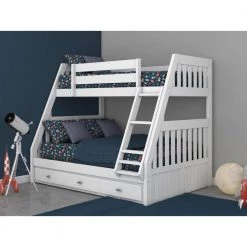 Casual Mission White Painted Twin Over Full Bunkbed with 3-Drawers by OS Home and Office Furniture -OS Home Sales Shop casual white os home and office furniture bunk beds 0219k3 22 44 1000