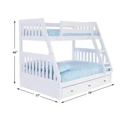 Casual Mission White Painted Twin Over Full Bunkbed with 3-Drawers by OS Home and Office Furniture -OS Home Sales Shop casual white os home and office furniture bunk beds 0219k3 22 c3 1000
