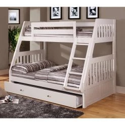 Casual Mission White Painted Twin Over Full Bunkbed with Twin Trundle by OS Home and Office Furniture -OS Home Sales Shop casual white os home and office furniture bunk beds 0219tru 22 4f 1000