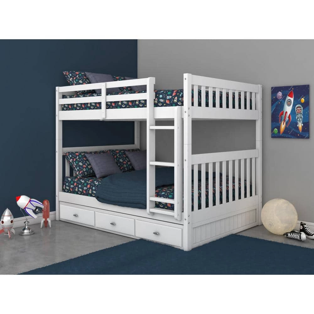 Casual Mission White Painted Full Over Full Bunkbed with 3-Drawers by OS Home and Office Furniture 6 Casual Mission White Painted Full Over Full Bunkbed with 3-Drawers by OS Home and Office Furniture - Image 4