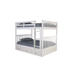 Casual Mission White Painted Full Over Full Bunkbed with 3-Drawers by OS Home and Office Furniture
