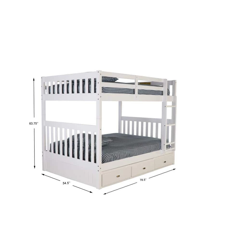 Casual Mission White Painted Full Over Full Bunkbed with 3-Drawers by OS Home and Office Furniture 5 Casual Mission White Painted Full Over Full Bunkbed with 3-Drawers by OS Home and Office Furniture - Image 3