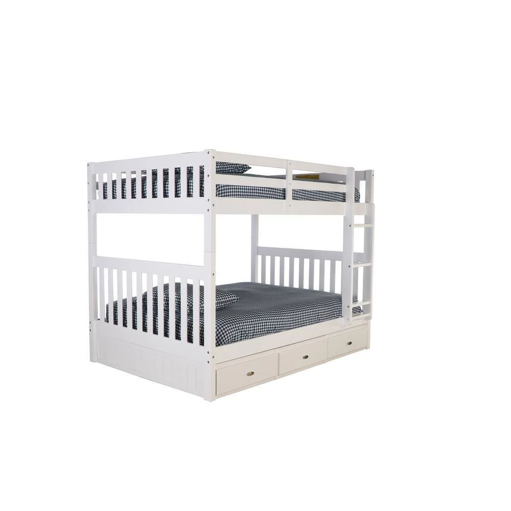 Casual Mission White Painted Full Over Full Bunkbed with 3-Drawers by OS Home and Office Furniture 4 Casual Mission White Painted Full Over Full Bunkbed with 3-Drawers by OS Home and Office Furniture - Image 2