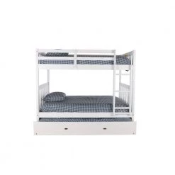 Casual Mission White Painted Full Over Full Bunkbed with Twin Trundle by OS Home and Office Furniture -OS Home Sales Shop casual white os home and office furniture bunk beds 80215tru 22 1f 1000
