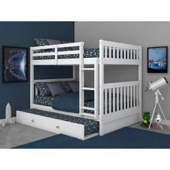 Casual Mission White Painted Full Over Full Bunkbed with Twin Trundle by OS Home and Office Furniture -OS Home Sales Shop casual white os home and office furniture bunk beds 80215tru 22 c3 1000
