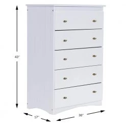 5-Drawer White Mission Chest of Drawers 30 in. W x 43 in. H by OS Home and Office Furniture -OS Home Sales Shop casual white os home and office furniture chest of drawers 80255 22 4f 1000