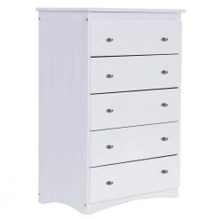 5-Drawer White Mission Chest of Drawers 30 in. W x 43 in. H by OS Home and Office Furniture