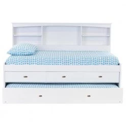 Casual White Series Casual White Twin Size Bookcase Daybed with 3-Drawers and Twin Size Trundle Bed by OS Home and Office Furniture -OS Home Sales Shop casual white os home and office furniture daybeds 0222 k3 r kd 1f 1000