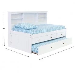 Casual White Series Casual White Twin Size Bookcase Daybed with 3-Drawers and Twin Size Trundle Bed by OS Home and Office Furniture -OS Home Sales Shop casual white os home and office furniture daybeds 0222 k3 r kd 4f 1000