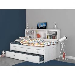 Casual White Series Casual White Twin Size Bookcase Daybed with 3-Drawers and Twin Size Trundle Bed by OS Home and Office Furniture -OS Home Sales Shop casual white os home and office furniture daybeds 0222 k3 r kd fa 1000