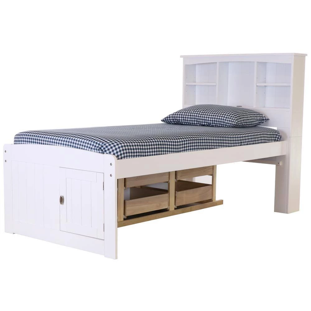 Mission Casual White Twin Sized Captains Bookcase Bed with 12-Drawers by OS Home and Office Furniture 5 Mission Casual White Twin Sized Captains Bookcase Bed with 12-Drawers by OS Home and Office Furniture - Image 3