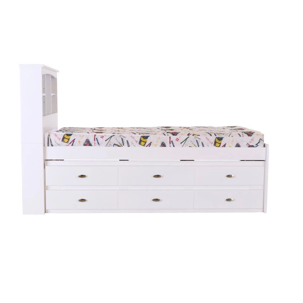 Mission Casual White Twin Sized Captains Bookcase Bed with 12-Drawers by OS Home and Office Furniture 4 Mission Casual White Twin Sized Captains Bookcase Bed with 12-Drawers by OS Home and Office Furniture - Image 2