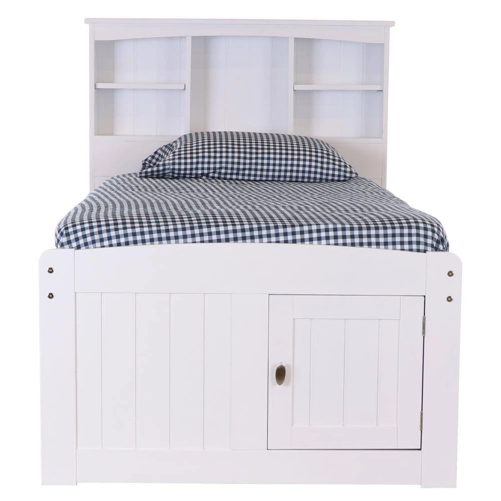 Mission Casual White Twin Sized Captains Bookcase Bed with 12-Drawers by OS Home and Office Furniture 10 Mission Casual White Twin Sized Captains Bookcase Bed with 12-Drawers by OS Home and Office Furniture - Image 8