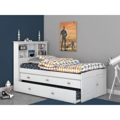 Mission White Casual White Twin Sized Captains Bookcase Bed with 3-Drawers and a Twin Trundle by OS Home and Office Furniture 11 Mission White Casual White Twin Sized Captains Bookcase Bed with 3-Drawers and a Twin Trundle by OS Home and Office Furniture -OS Home Sales Shop casual white os home and office furniture kids beds 80220k3 22 c3 1000