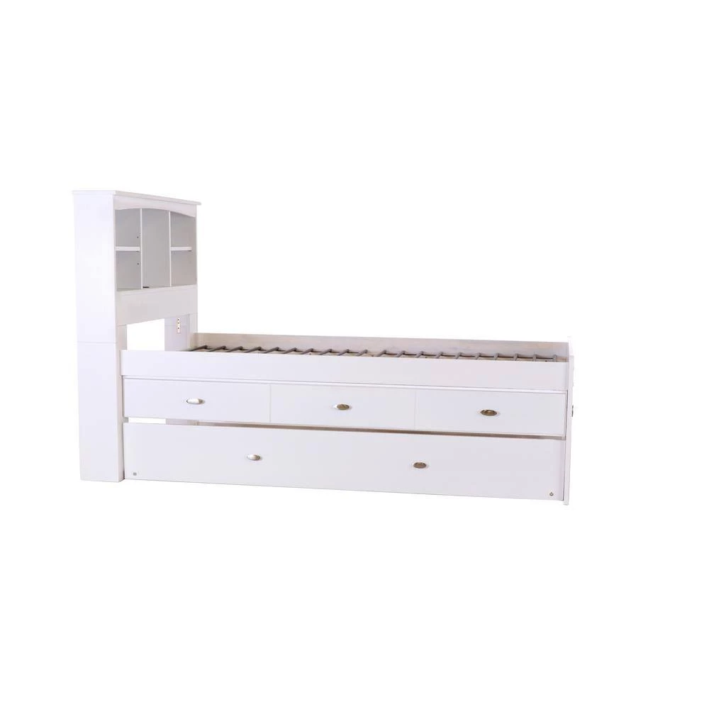 Mission White Casual White Twin Sized Captains Bookcase Bed with 3-Drawers and a Twin Trundle by OS Home and Office Furniture 4 Mission White Casual White Twin Sized Captains Bookcase Bed with 3-Drawers and a Twin Trundle by OS Home and Office Furniture - Image 2
